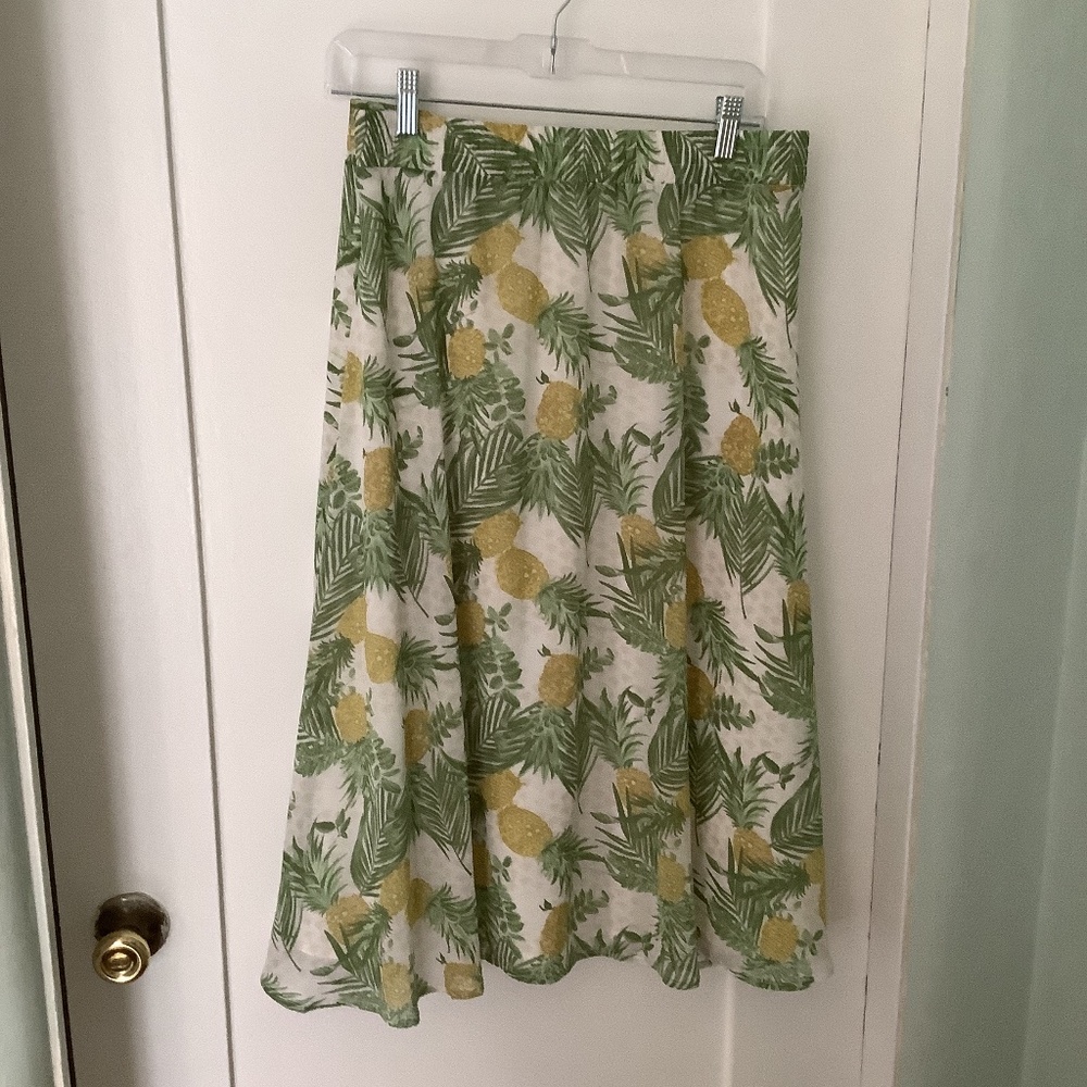 NWT Skies Are Blue Pineapple Print A-Line Skirt, Size Women’s 1X